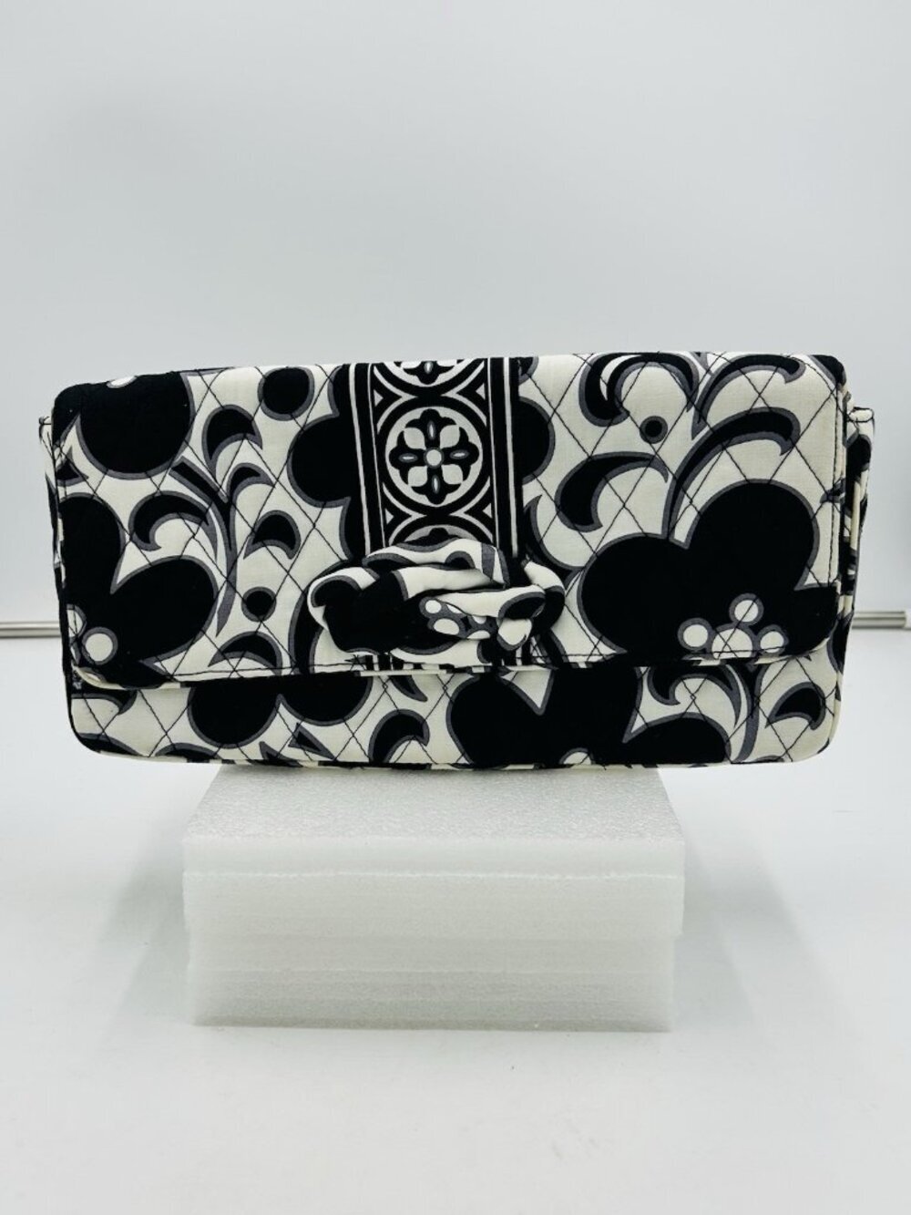 Vera Bradley Night and Day Knot Just a Clutch Handbag Black White